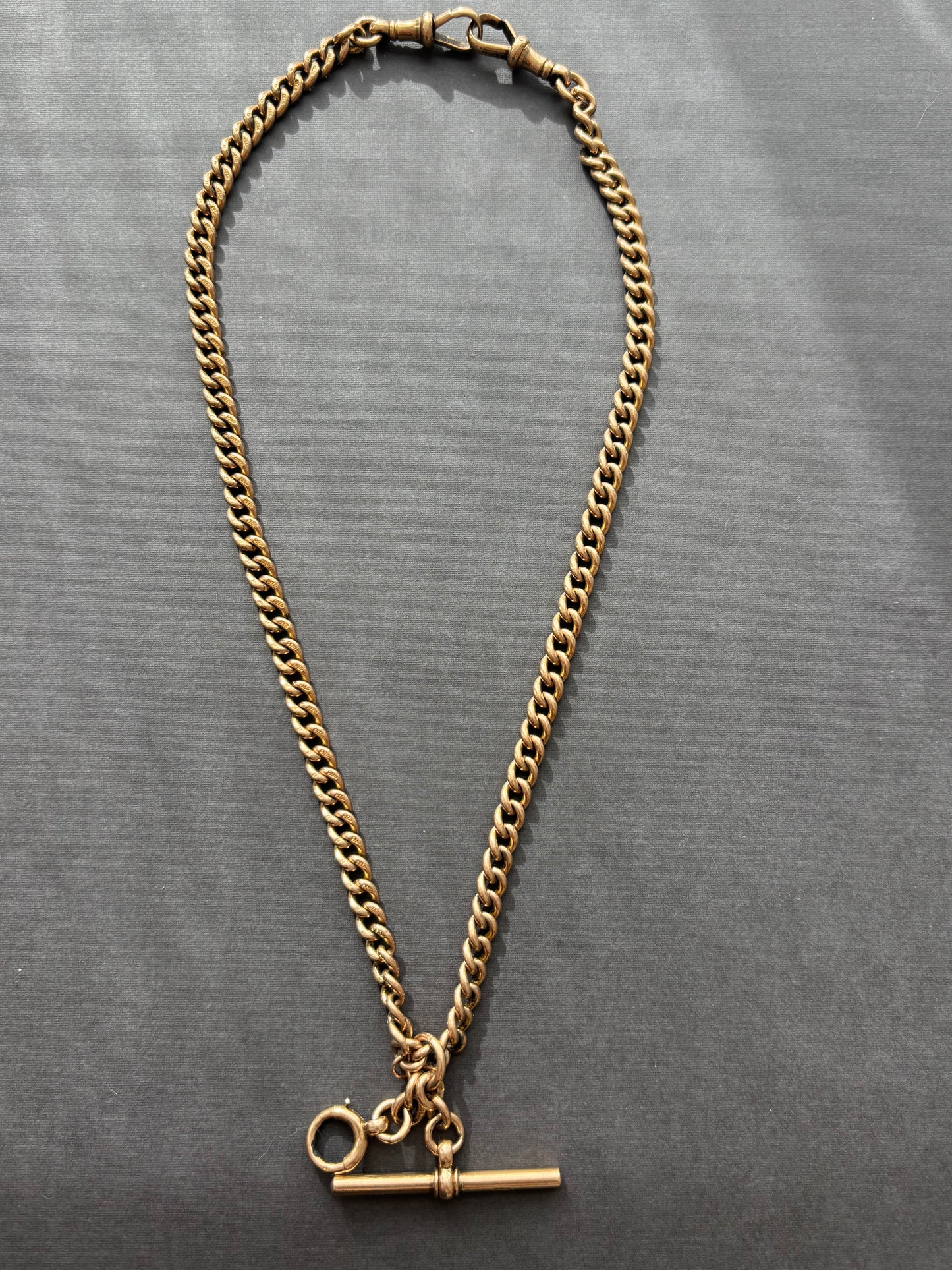 Vintage 9k Gold Antique Curb Watch Chain Necklace