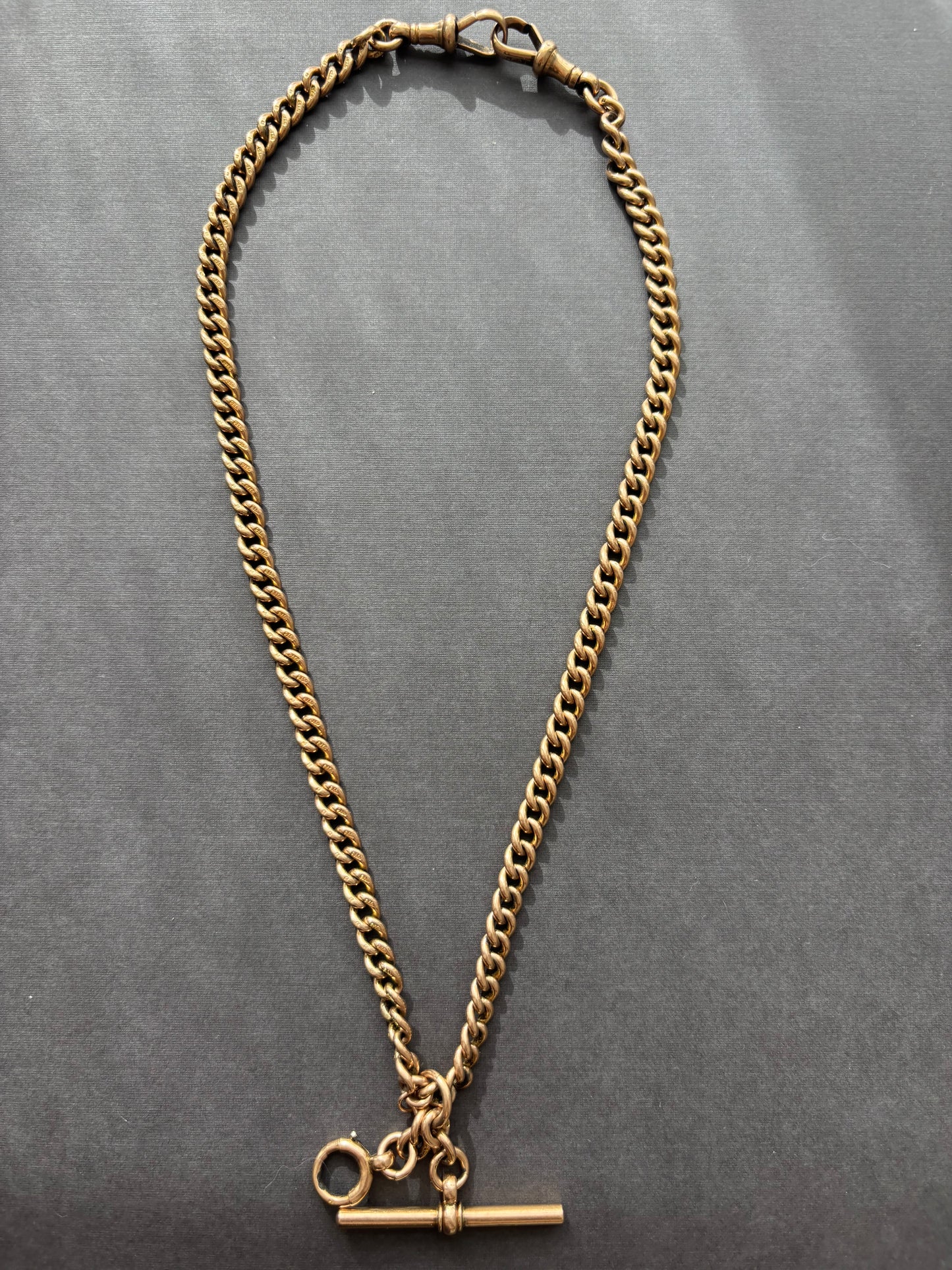 Vintage 9k Gold Antique Curb Watch Chain Necklace