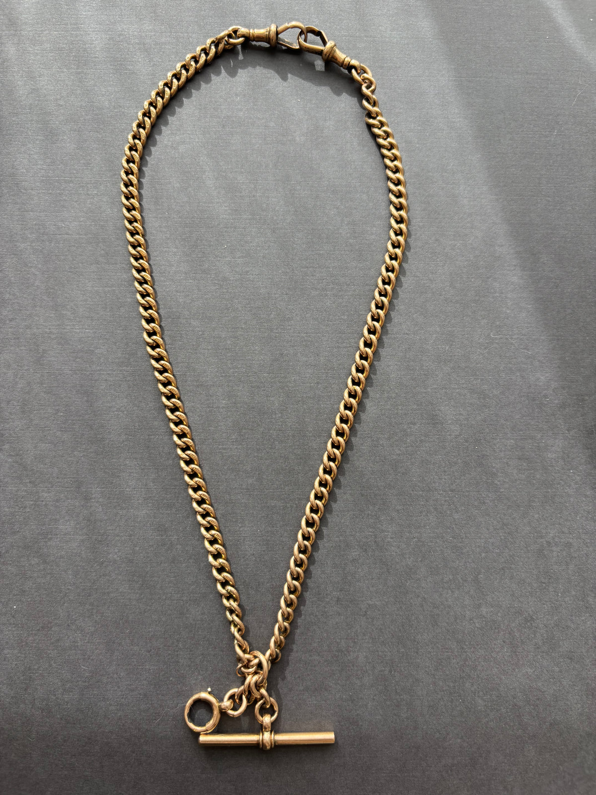 Vintage 9k Gold Antique Curb Watch Chain Necklace