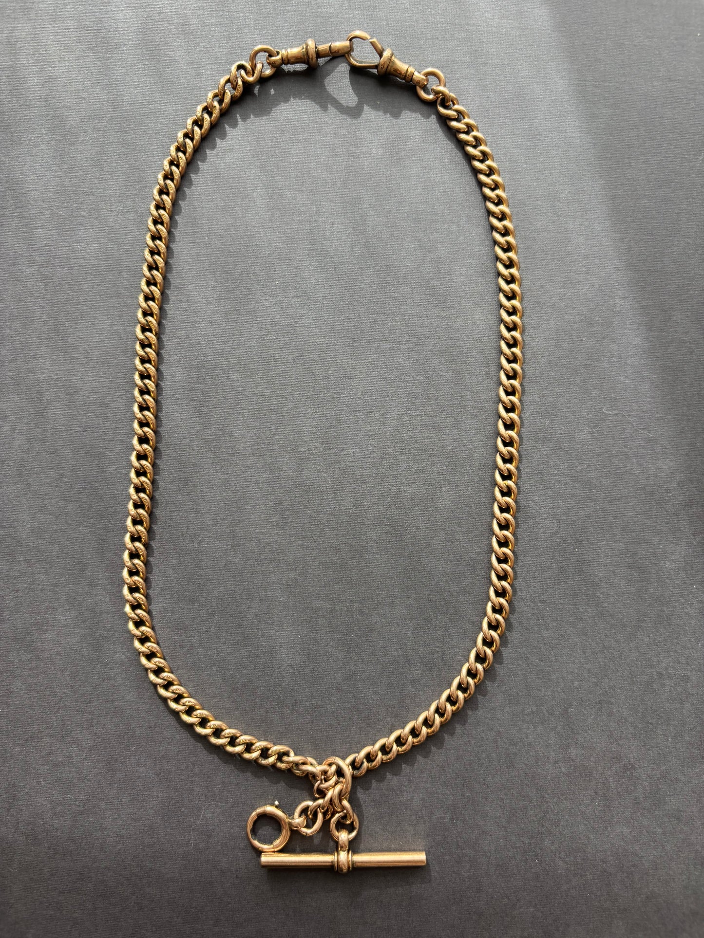 Vintage 9k Gold Antique Curb Watch Chain Necklace