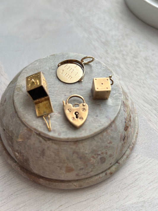 9k Gold Heart Padlock Carabiner  Charm Pendant