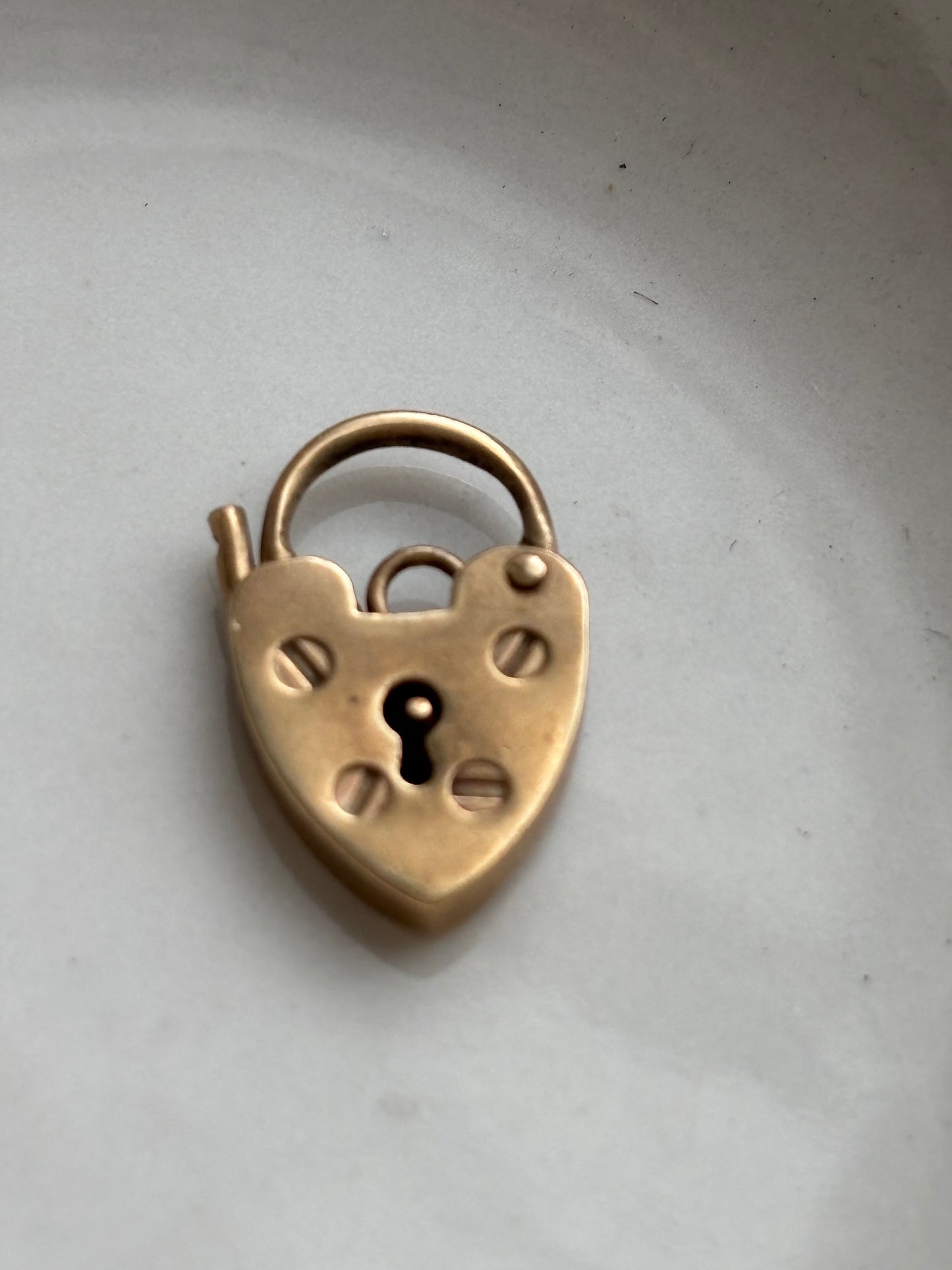 9k Gold Heart Padlock Carabiner  Charm Pendant