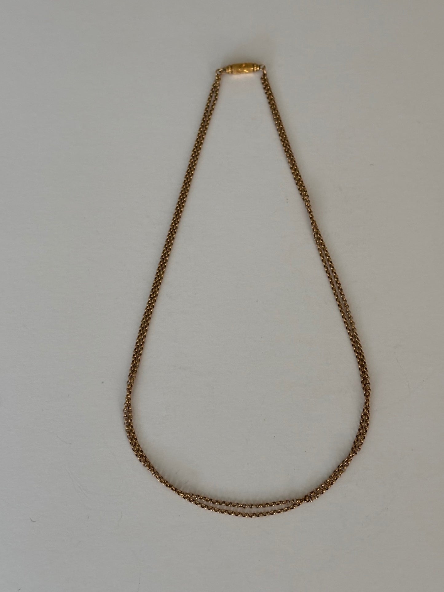Antique French 18k Gold Double Layer Chain Necklace