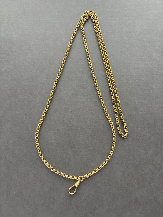 Vintage 9k Gold Long Guard Chain with Dog Clip