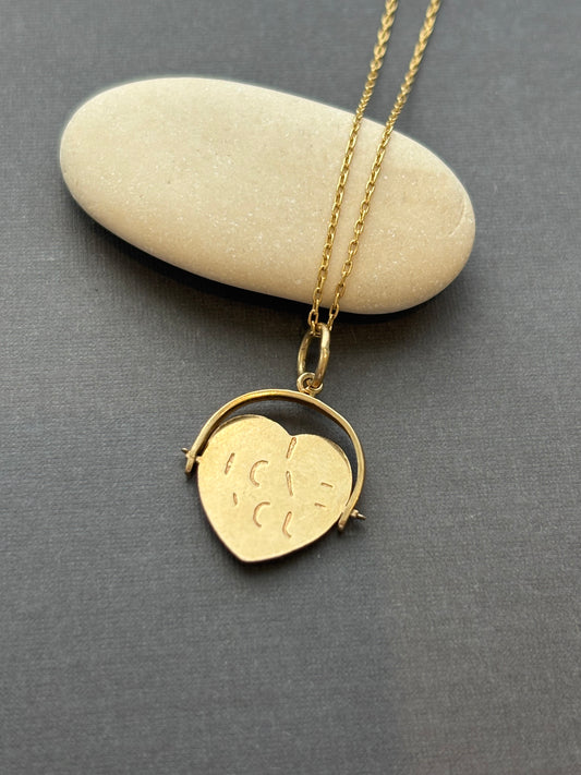 Vintage 9k Gold Heart Spinner Charm