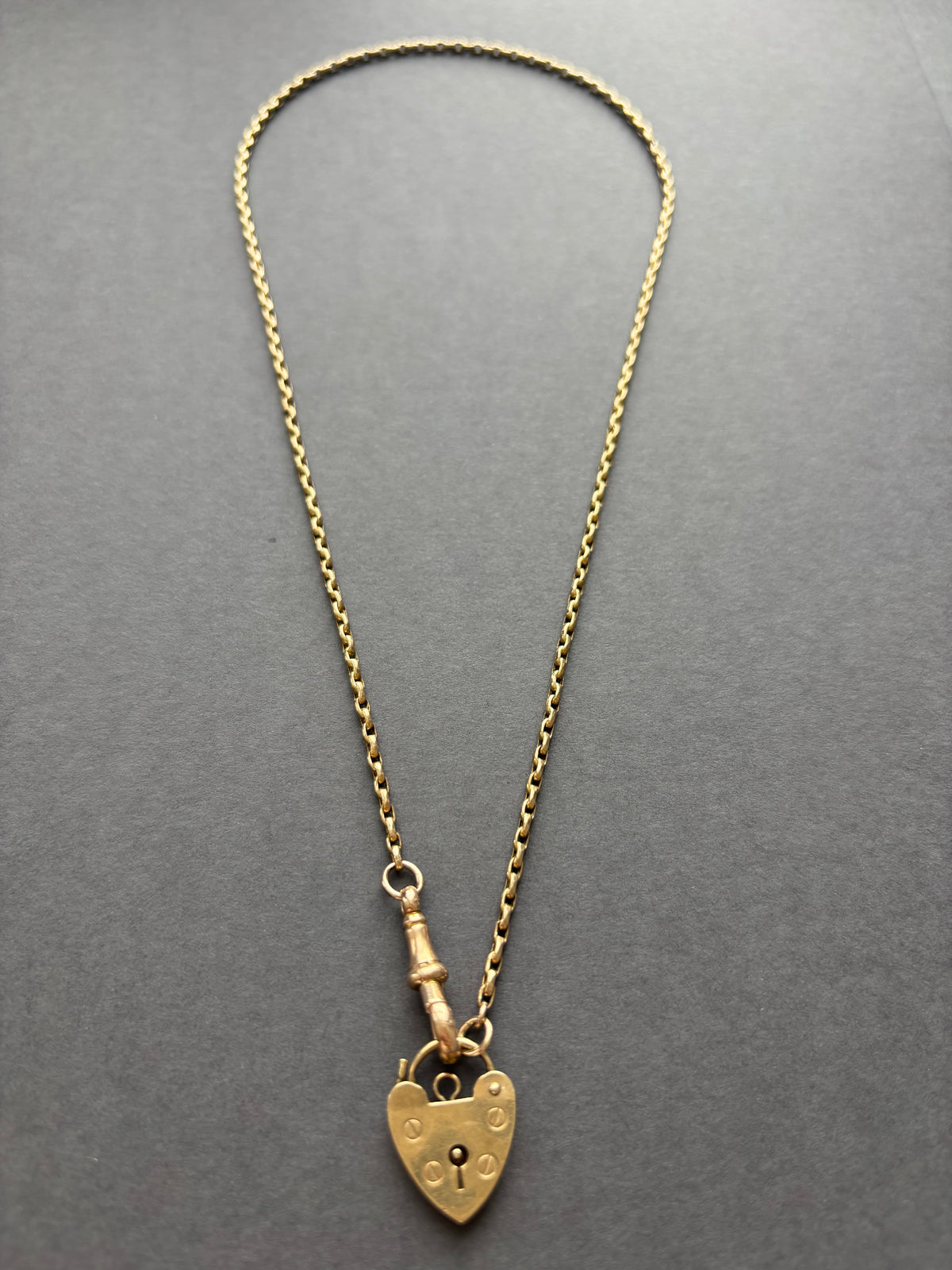 Antique 9k Gold Guard Chain with Heart Lock