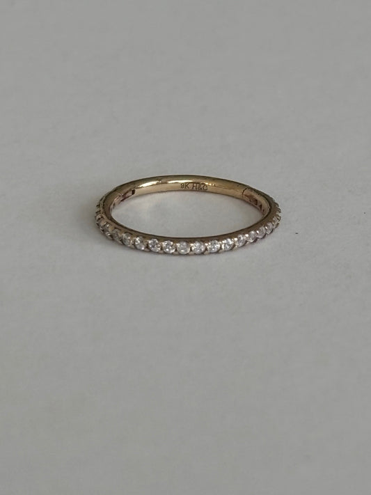 9k Gold and Diamond Huggie Hoop Earring