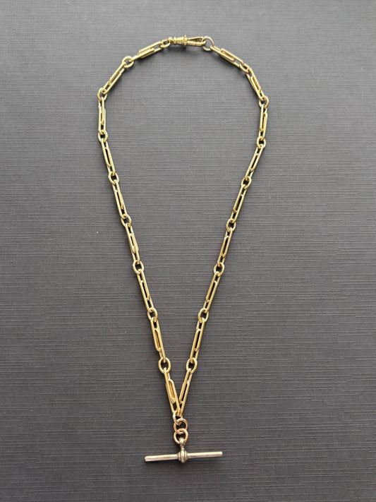 Vintage 9k Gold Trombone Chain