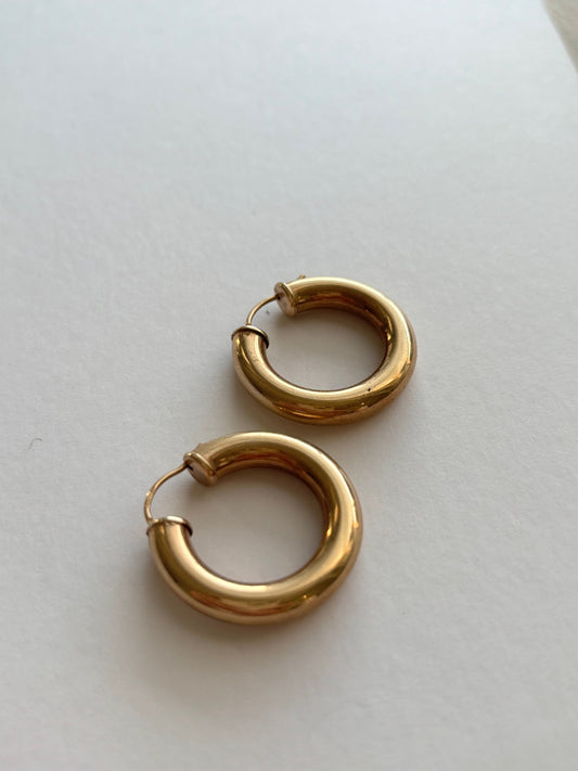 9k Gold Wide / Chunky Hoop Earrings