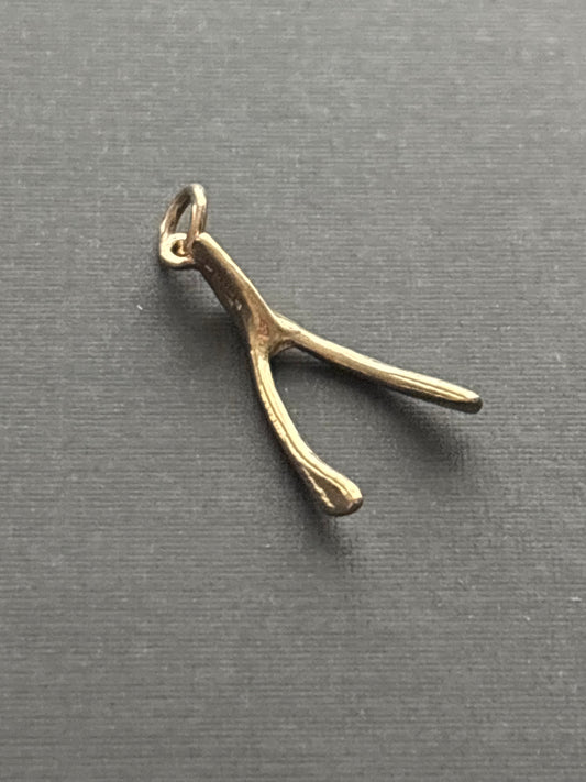 Vintage 9k Gold Wishbone Charm