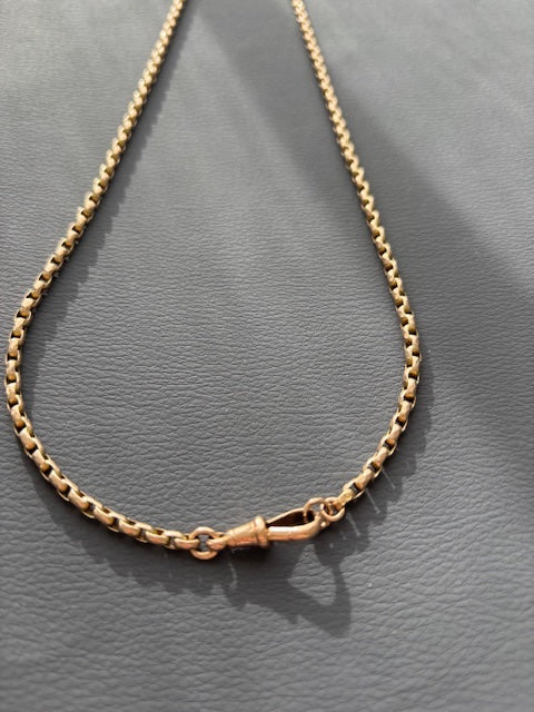 Antique Victorian 9k Gold Guard Chain w/ Dog Clip