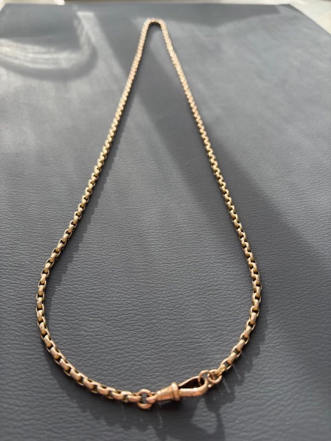 Antique Victorian 9k Gold Guard Chain w/ Dog Clip