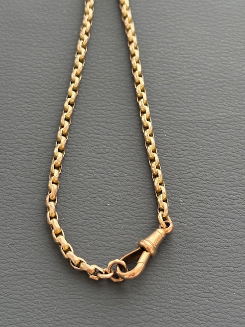 Antique Victorian 9k Gold Guard Chain w/ Dog Clip