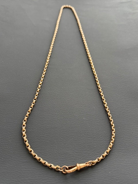 Antique Victorian 9k Gold Guard Chain w/ Dog Clip