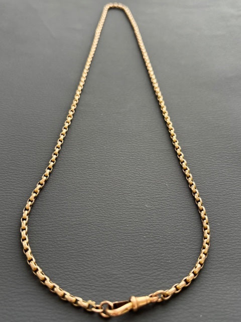 Antique Victorian 9k Gold Guard Chain w/ Dog Clip