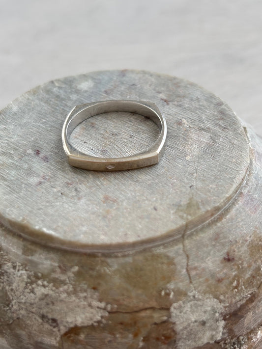 18k White Gold French Assay Marks Square Ring