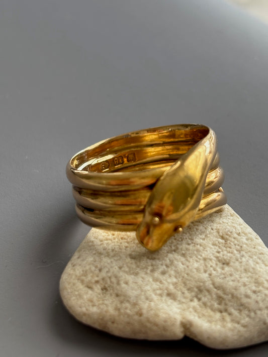 Antique British 18k 18ct  Gold Snake Ring