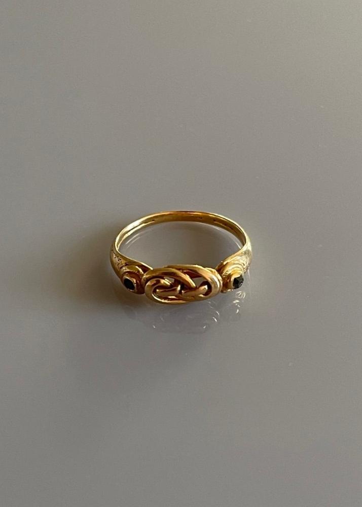 Antique 18k Gold Knot Ring with Sapphires