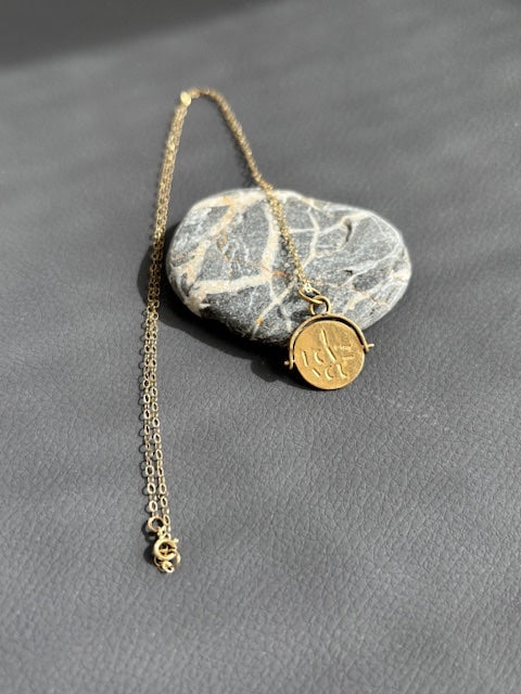 Vintage 9k Gold I Love You Spinner Pendant Necklace