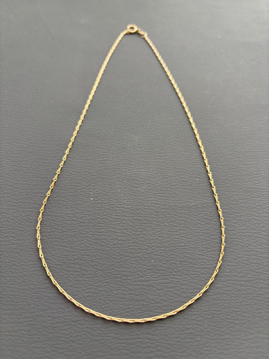Vintage 9k Gold Barley Corn Chain Necklace