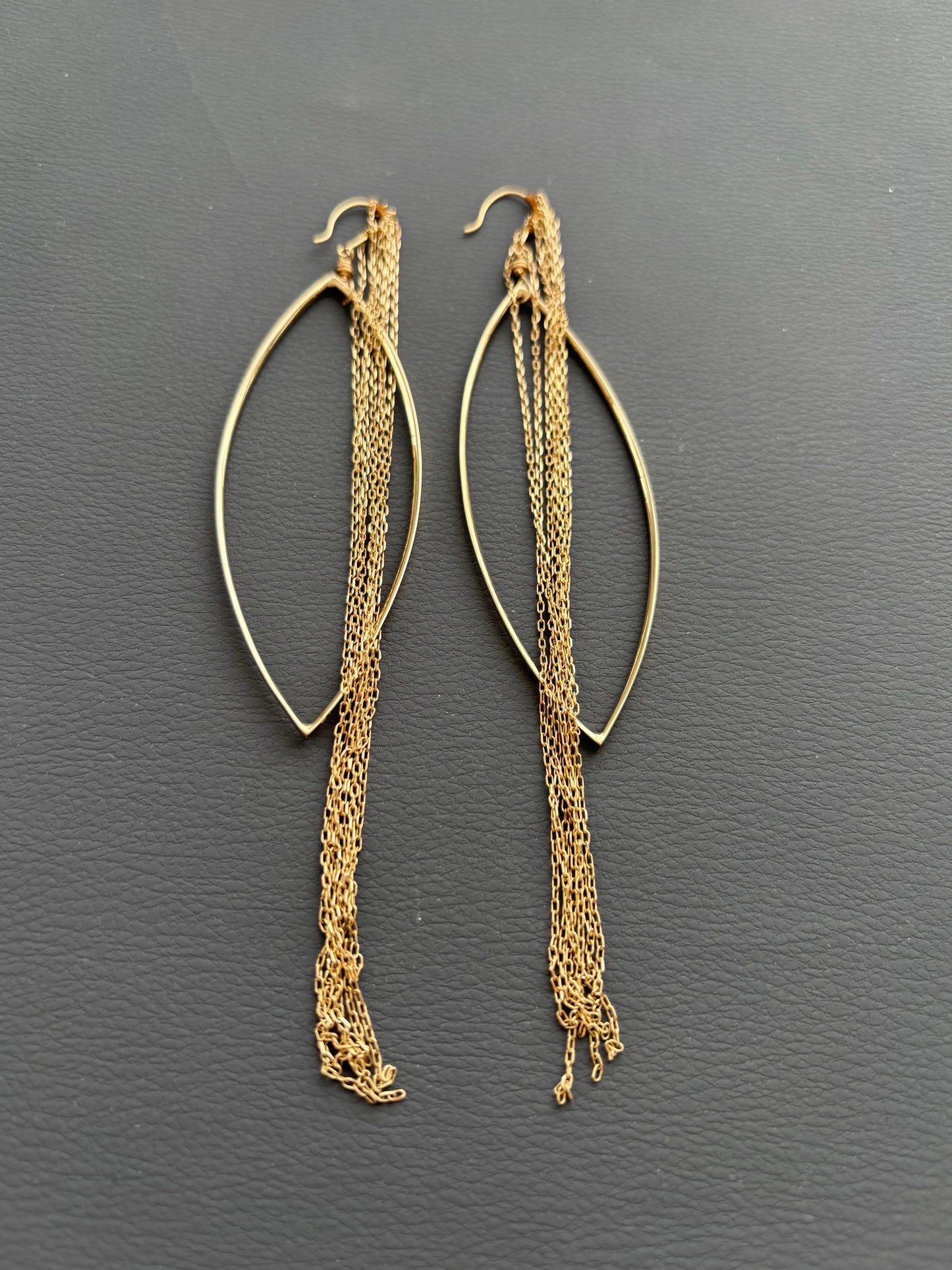 Vintage 14k Gold Statement Dangle Earrings w/ Chain