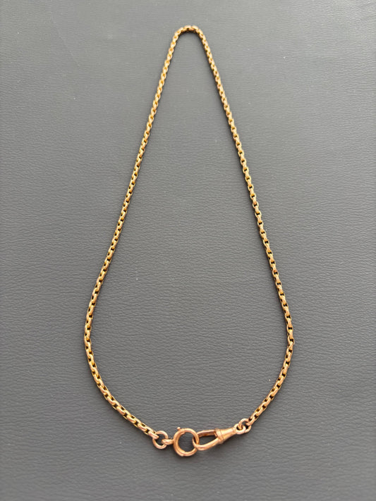 Vintage 9k Gold Guard Chain w/ Bolt Ring and Dog Clip