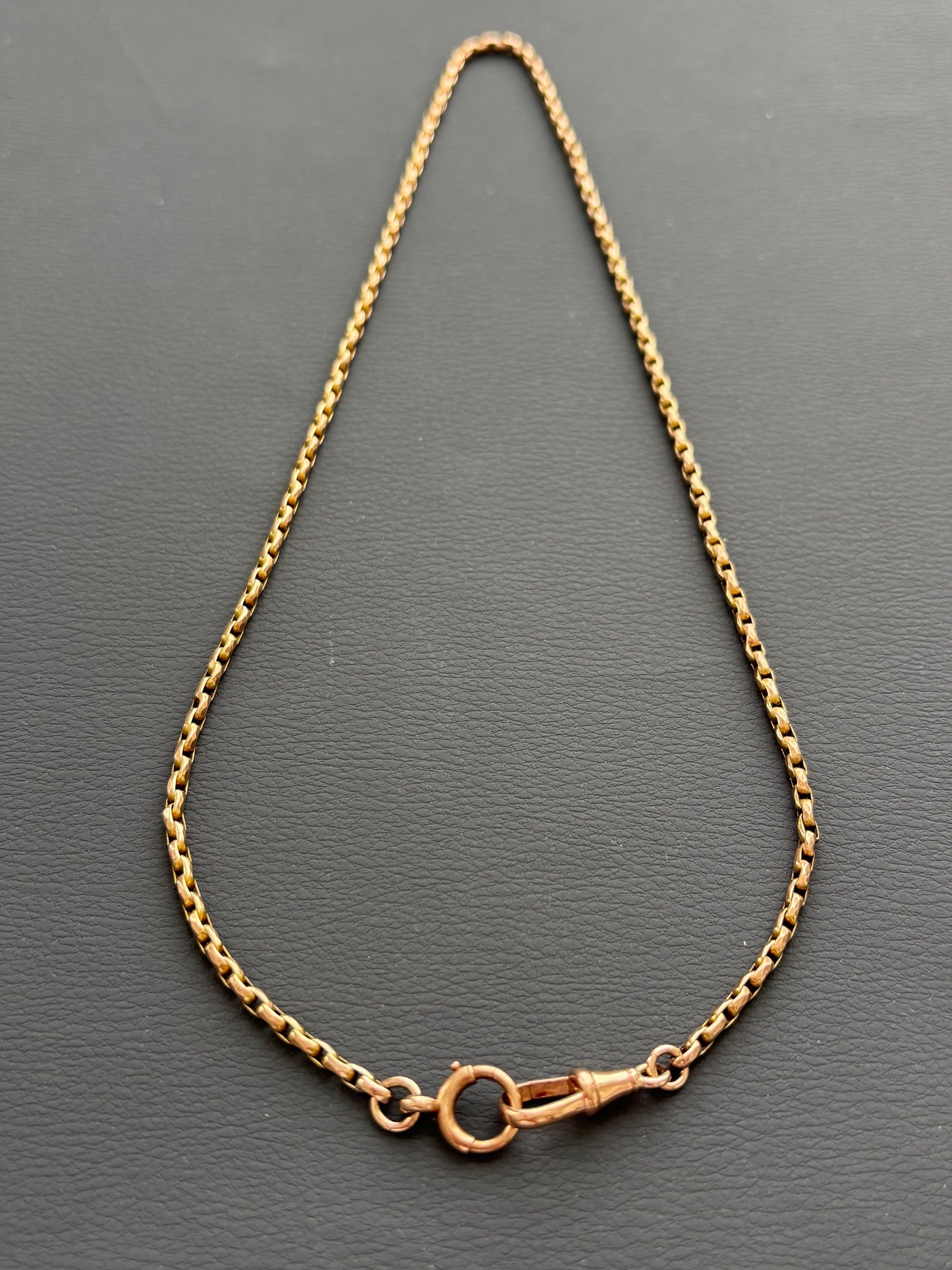 Vintage 9k Gold Guard Chain w/ Bolt Ring and Dog Clip