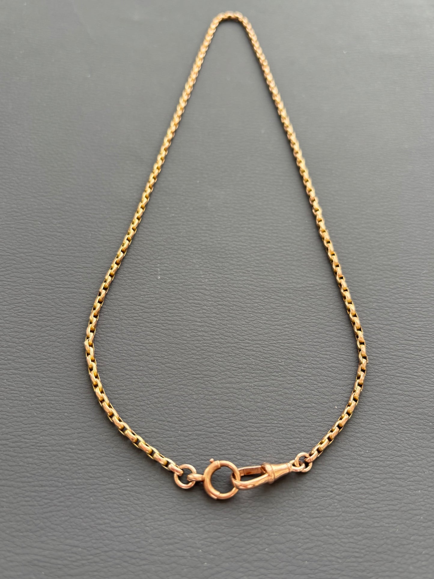 Vintage 9k Gold Guard Chain w/ Bolt Ring and Dog Clip
