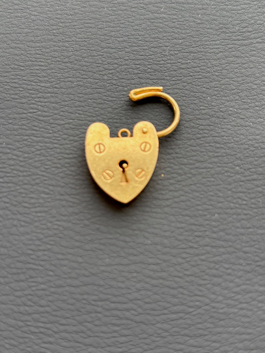 Vintage 9k Gold Heart Lock Charm Pendant