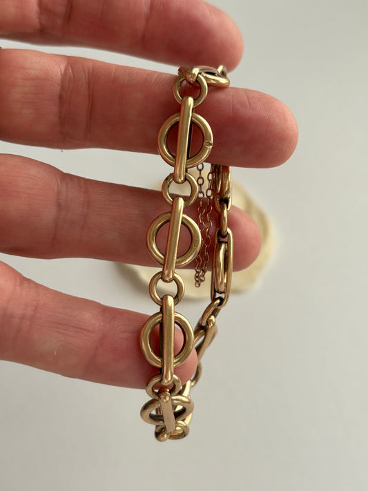 Stunning Vintage 9k Gold Circular Link Bracelet