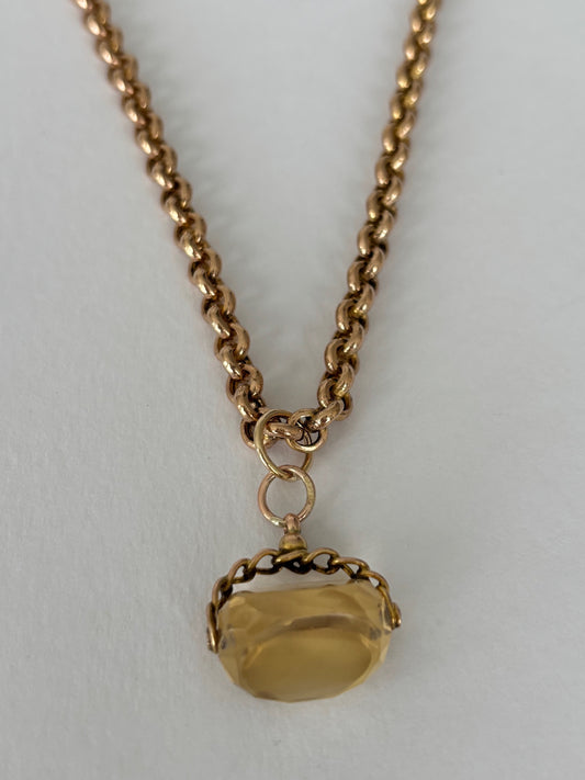 Vintage 9k Gold Chain and Citrine Spinner