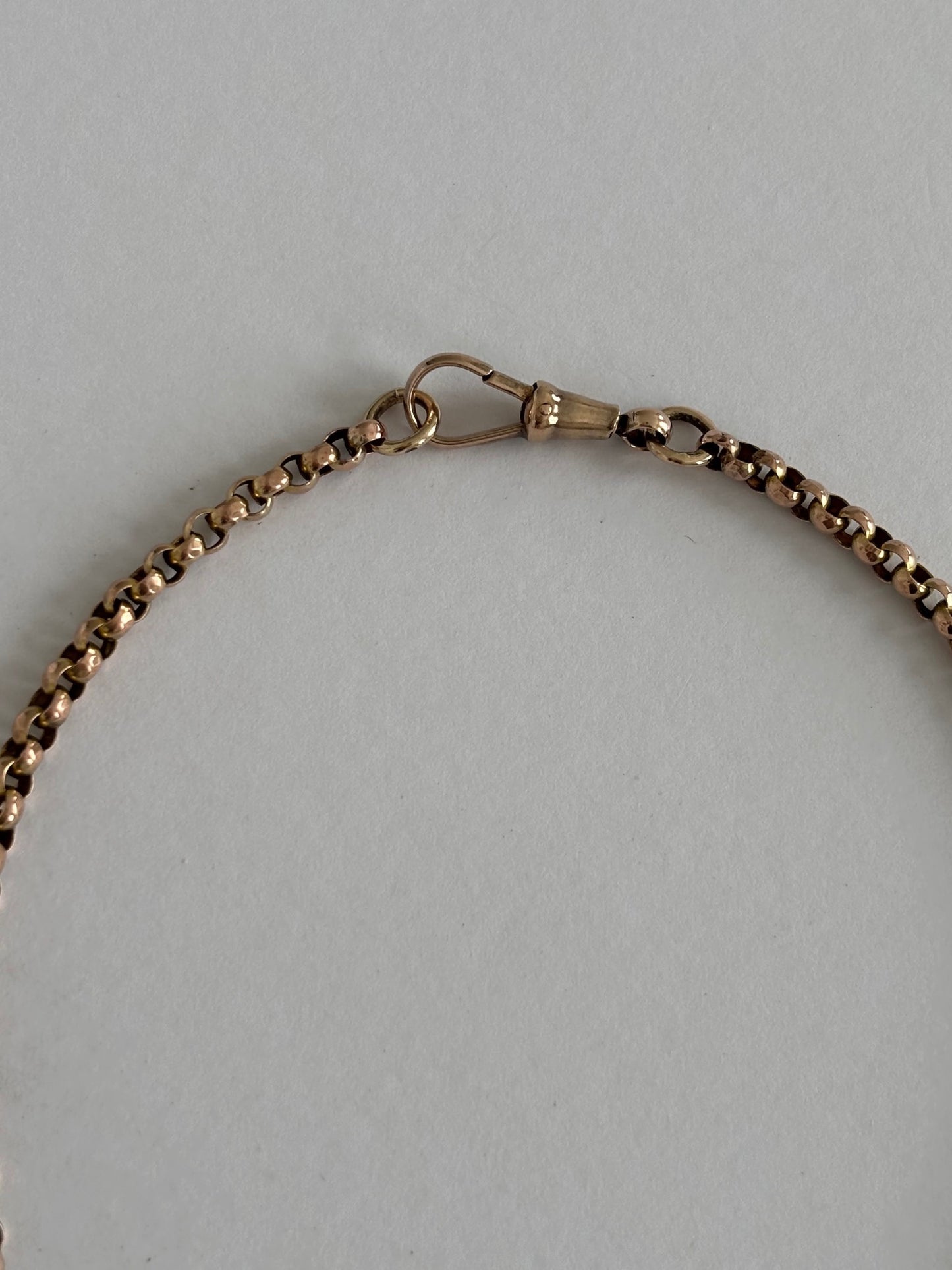 Antique 9k Gold Belcher Watch Chain w T Bar / Albert Chain