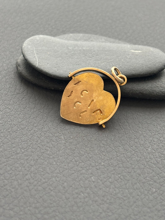 Vintage 9k Gold I Love You Heart Spinner Charm