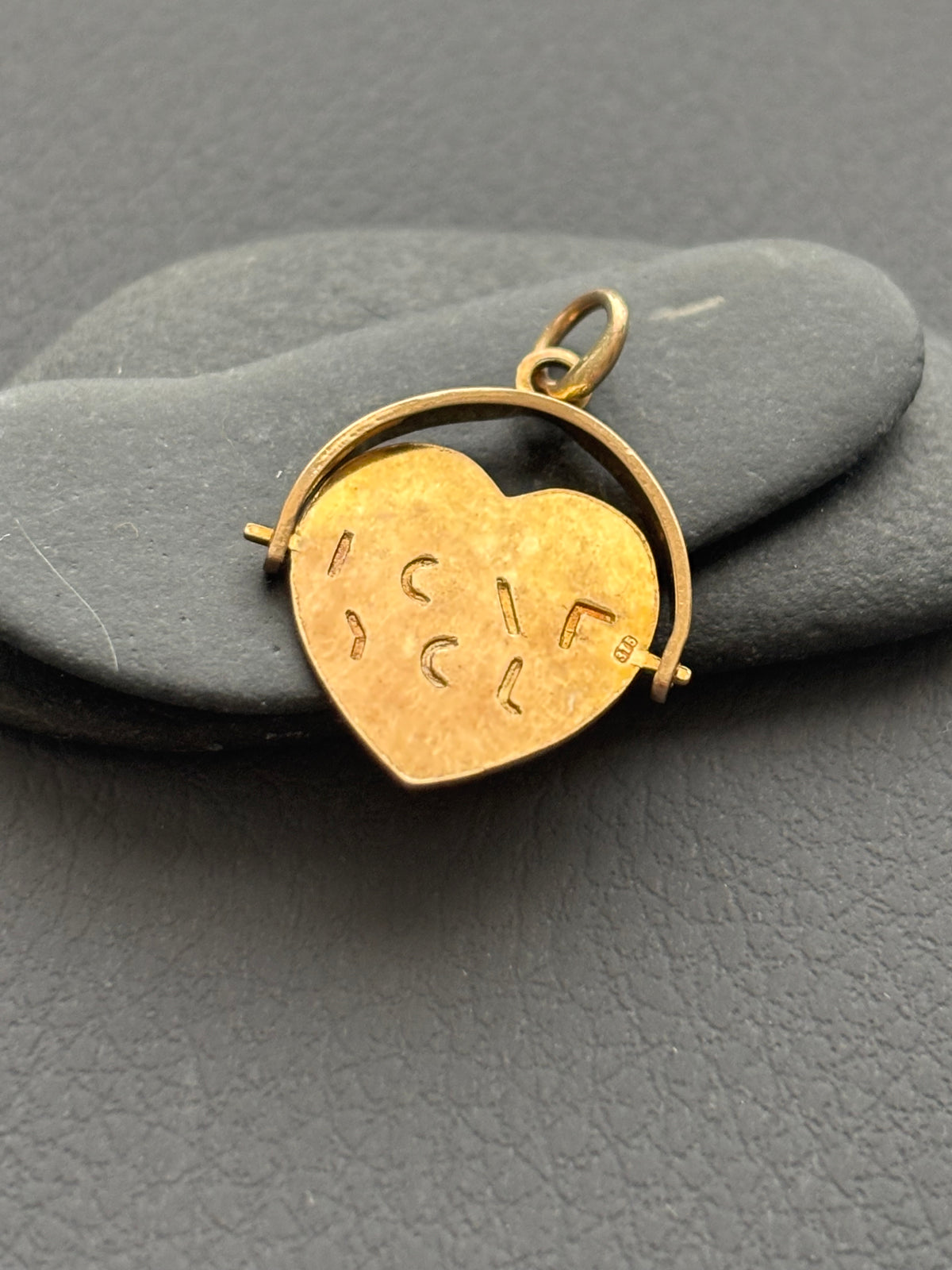 Vintage 9k Gold I Love You Heart Spinner Charm