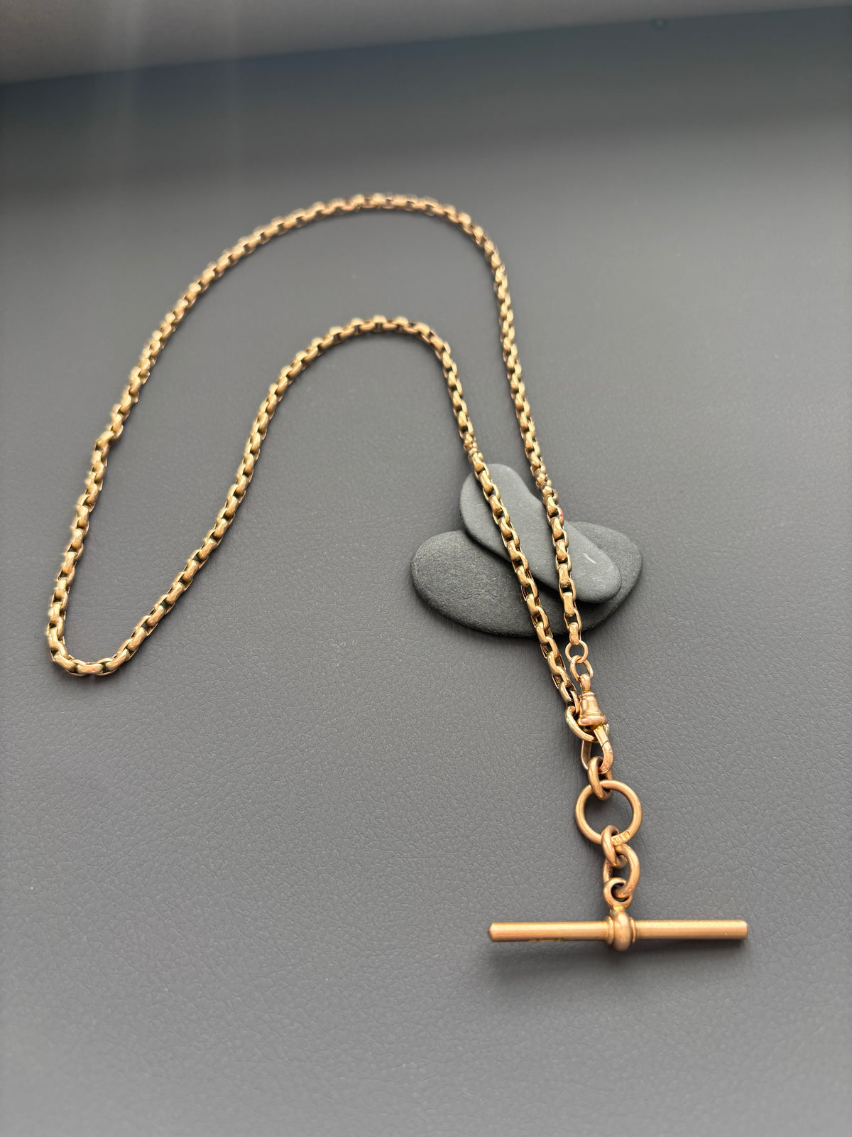 Vintage 9k Gold Guard Chain with Swivel Clip & T-Bar