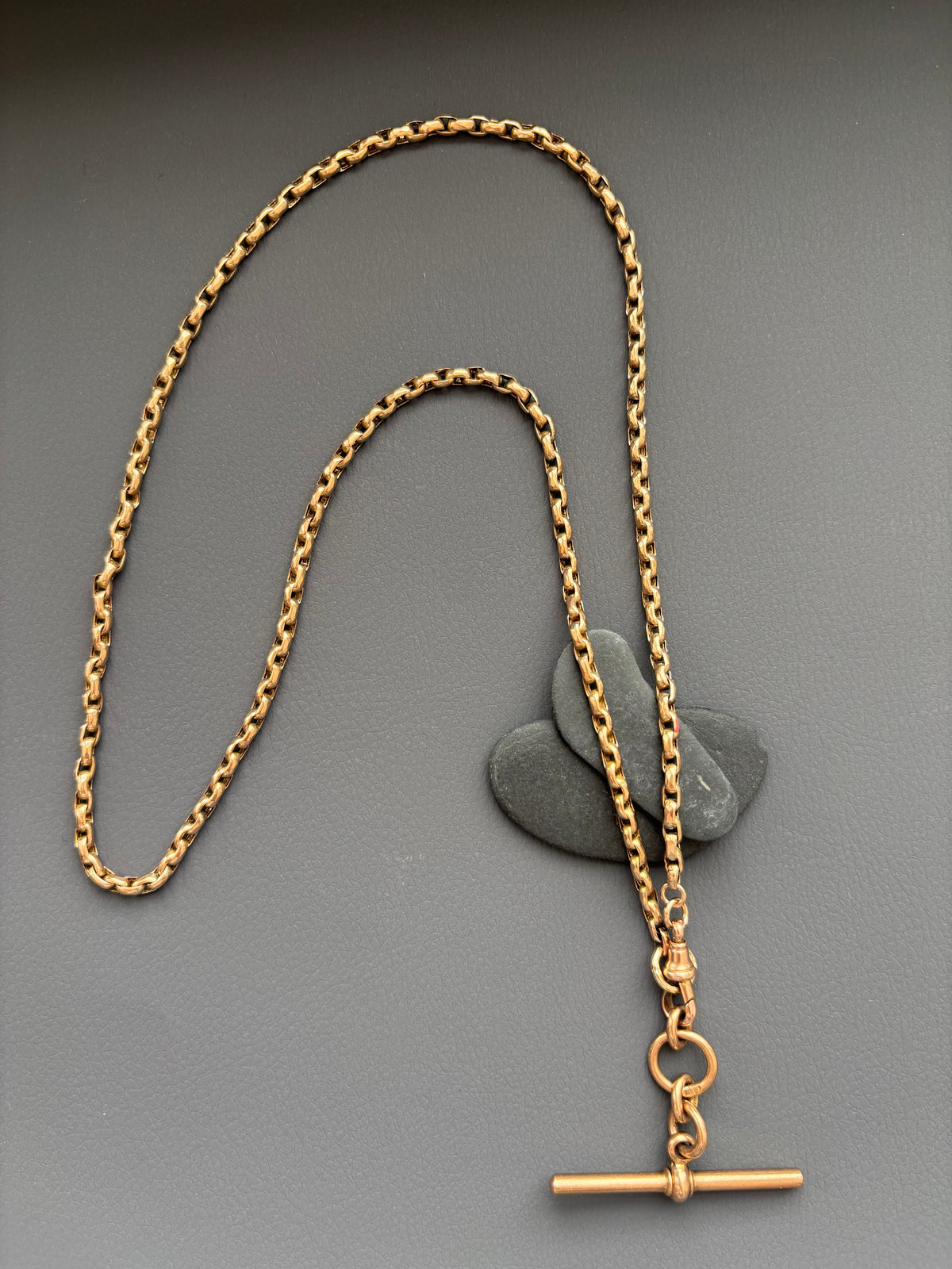 Vintage 9k Gold Guard Chain with Swivel Clip & T-Bar