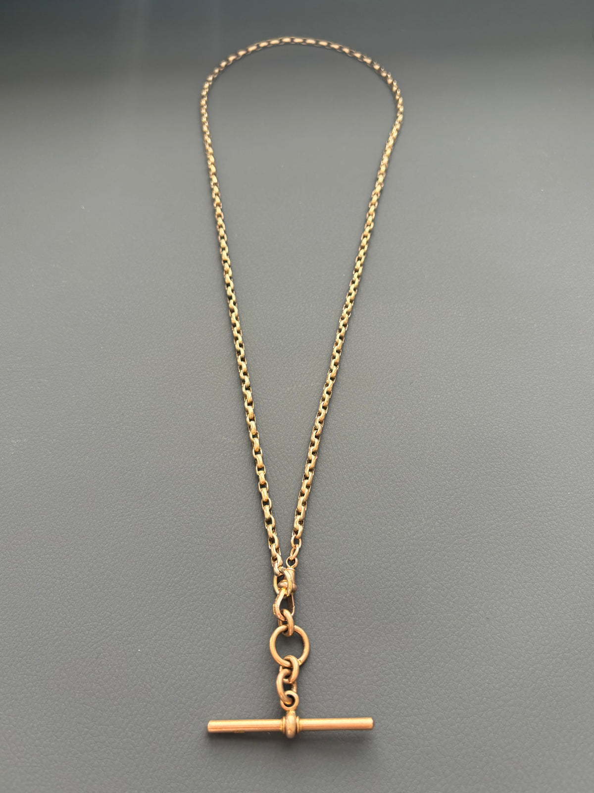 Vintage 9k Gold Guard Chain with Swivel Clip & T-Bar