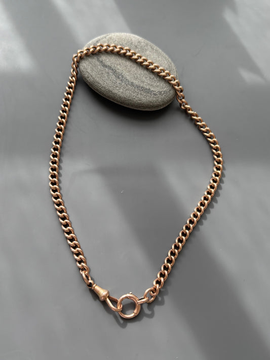 9k Gold Antique Curb Chain w/ Bolt Ring and Dog Clip