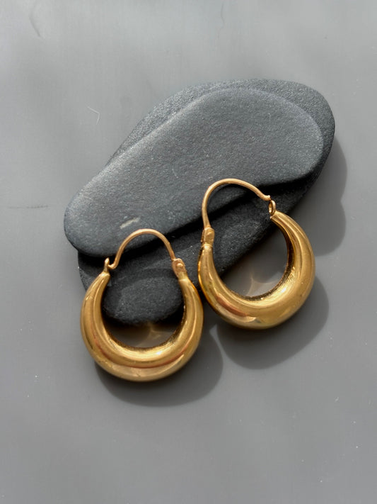 Vintage Swedish 18k Gold Hoop / Drop Earrings