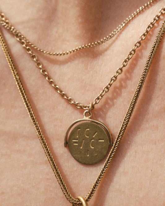 9k Gold I Love You Spinner Pendant on a 9k Gold Rolo Chain