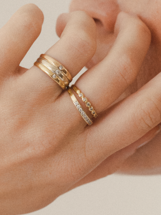 Dainty French 18k Gold and Diamond Infinity Band