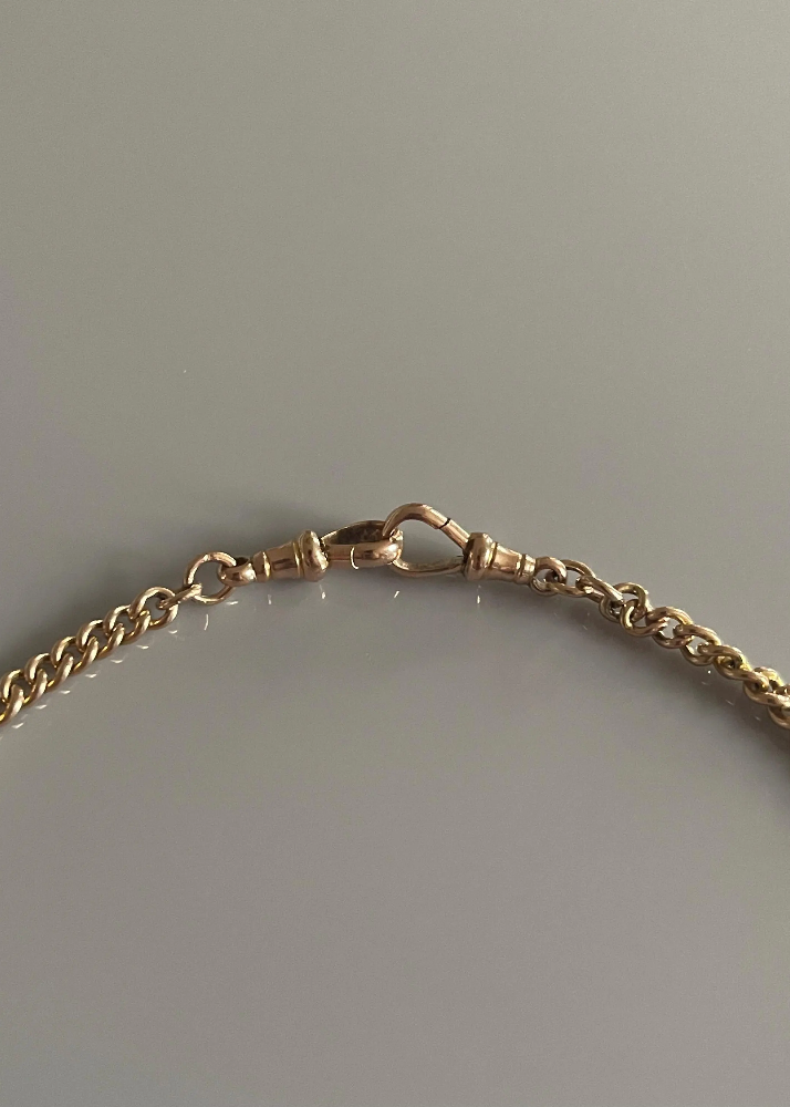 Victorian 9k Gold Vintage Curb Watch Chain Necklace with TBar