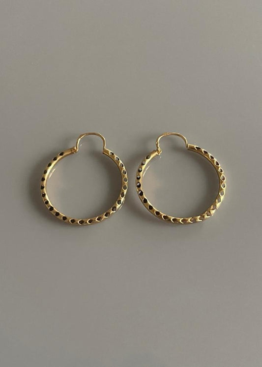 Vintage French 18k / 18ct Gold Hoop Earrings