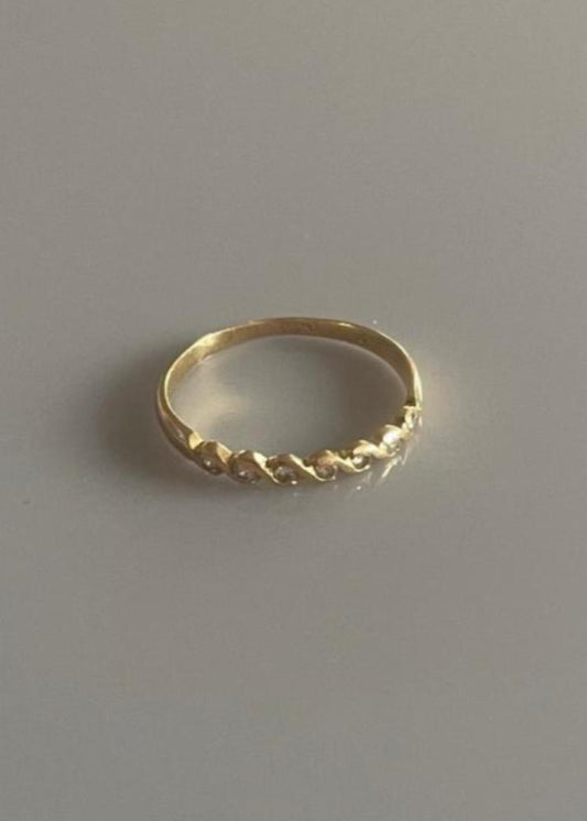 Dainty French 18k Gold and Diamond Infinity Band